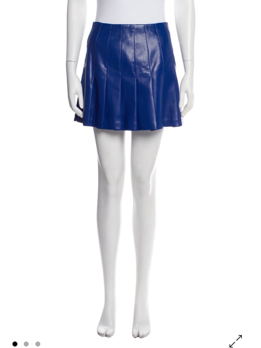 Alice + Olivia Royal Blue Pleated Leather Mini Skirt, Nwt , Size 6